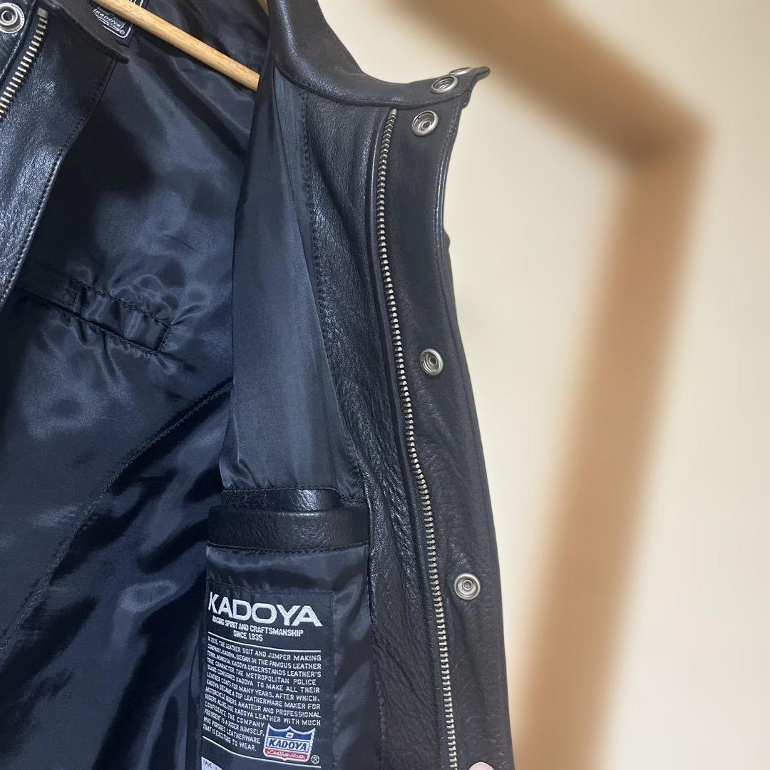 【美品】カドヤ　レザージャケット　LL 黒　※ネーム等入り