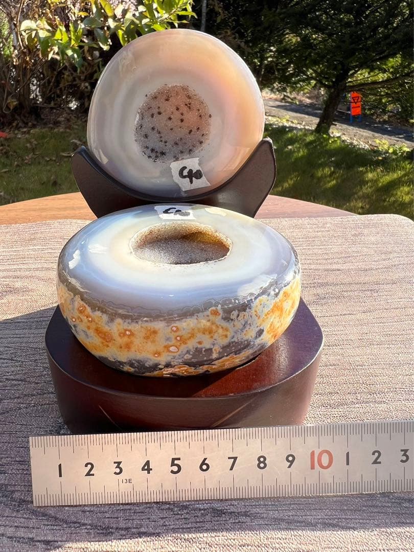 C10トレジャーメノウ 台付き 瑪瑙 風水 聚宝盆アゲート