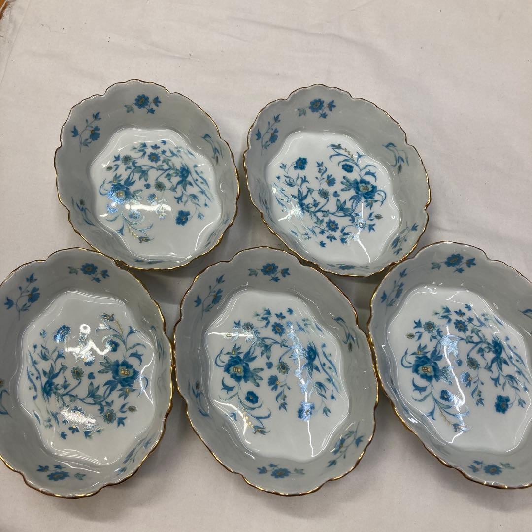 haviland Nankin 青い花柄陶器皿5枚セット