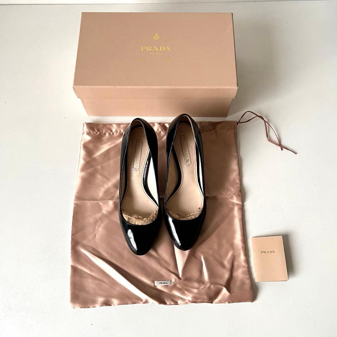 【美品】PRADA パンプス 黒38パテント プラダ