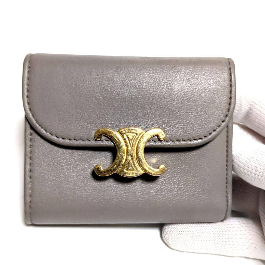✨CELINE✨マカダム トリオンフ スモール トリフォールドウォレット グレー