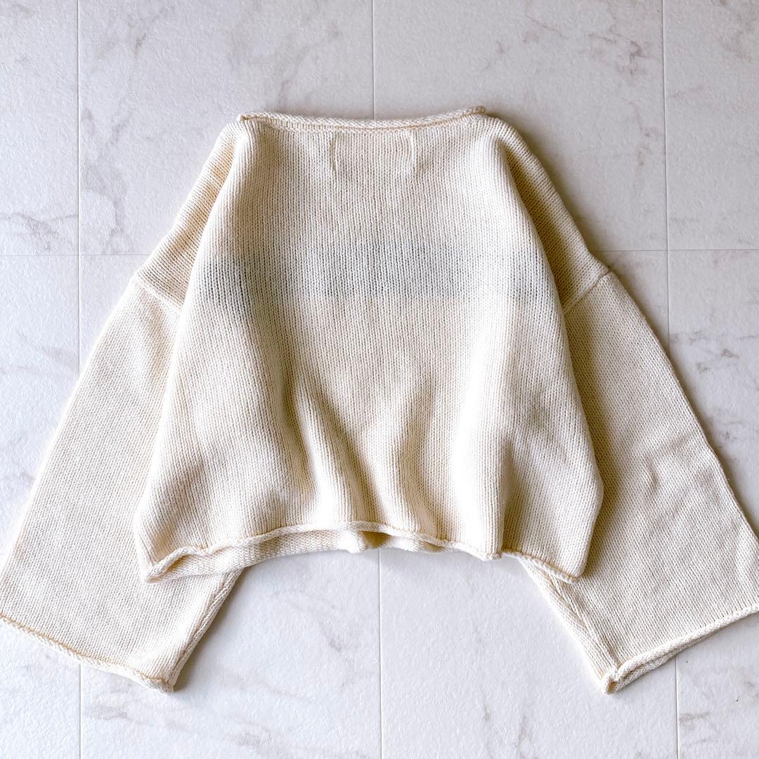 近年.美品☆ウィムガゼット ショート丈 ロゴニット ゆったり 白