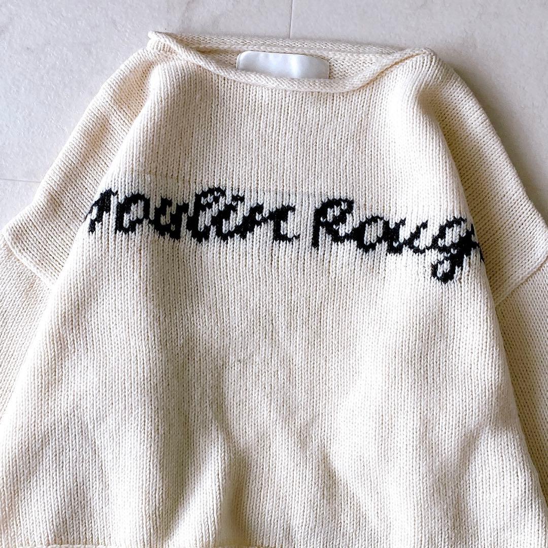 近年.美品☆ウィムガゼット ショート丈 ロゴニット ゆったり 白