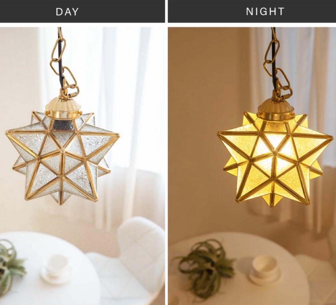 【ペンダントライト】 シーリング シェードランプ ガラス 北欧 星 電球 照明