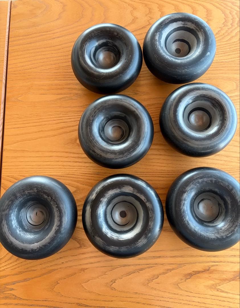 ７点セット　黒とグレーの丸型皿 約15cm