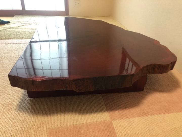 高級　紫壇　ローテーブル　座卓　衝立　一枚板　輪切り