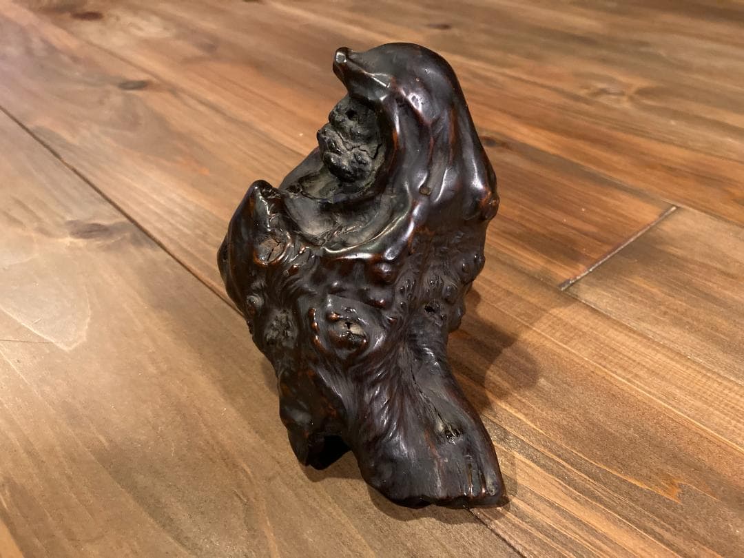 希少 石噛達磨 天然木 瘤木 流木 中国美術 仏教美術 だるま