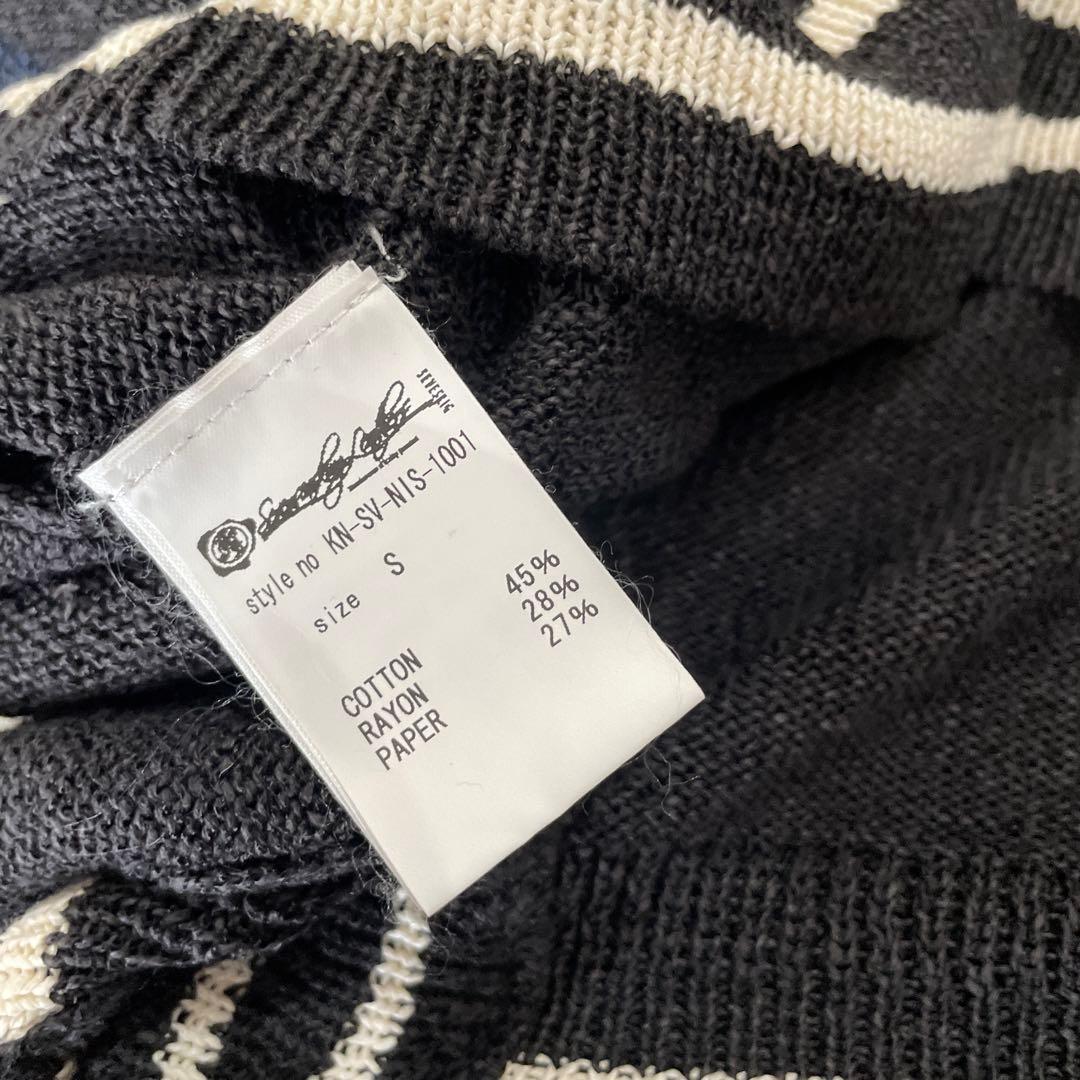 新品　未使用　セヴシグ　カーディガン　ブラック ストライプ ワッペン　自宅保管