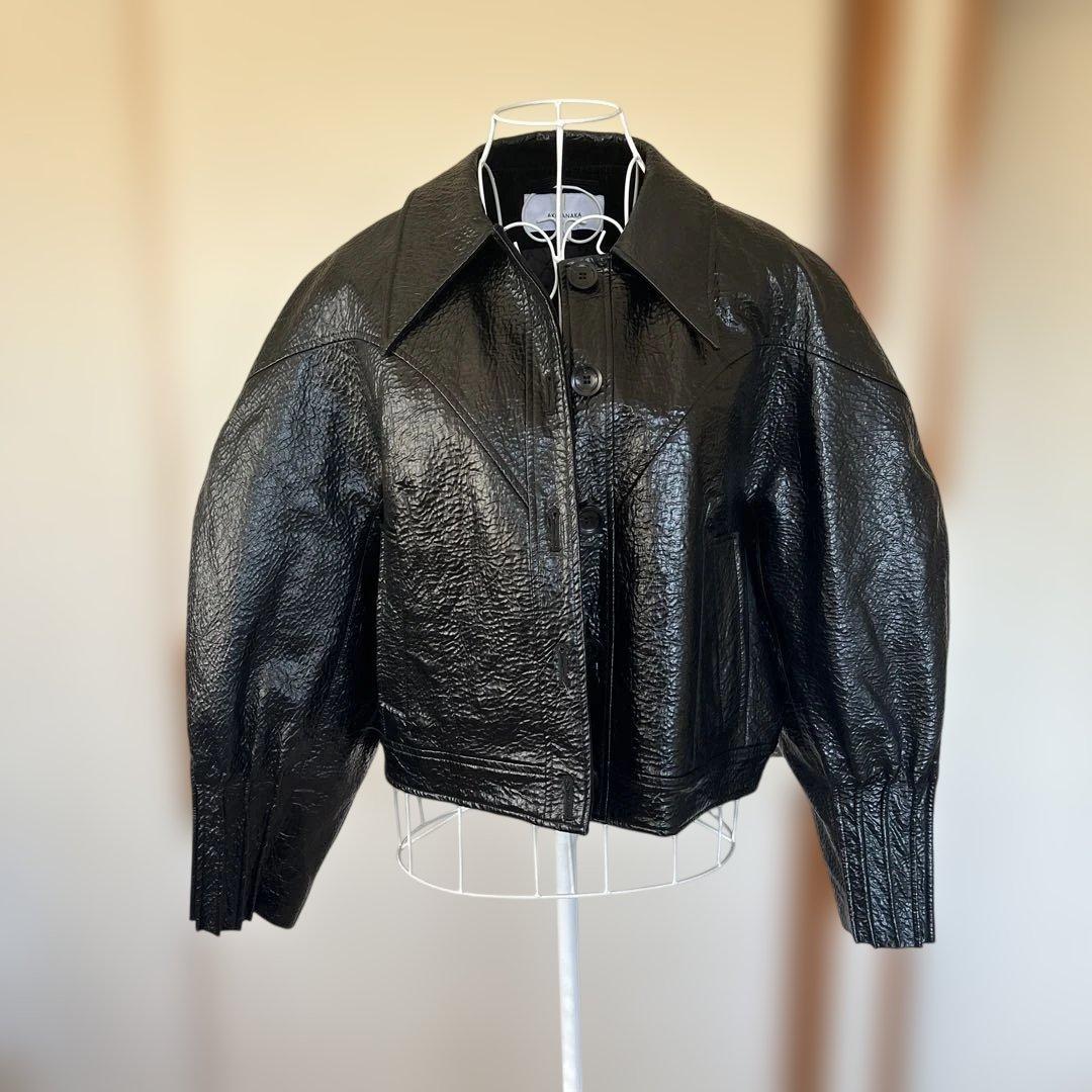 a*i様 黒いレザージャケット オーバーサイズ クロップド丈