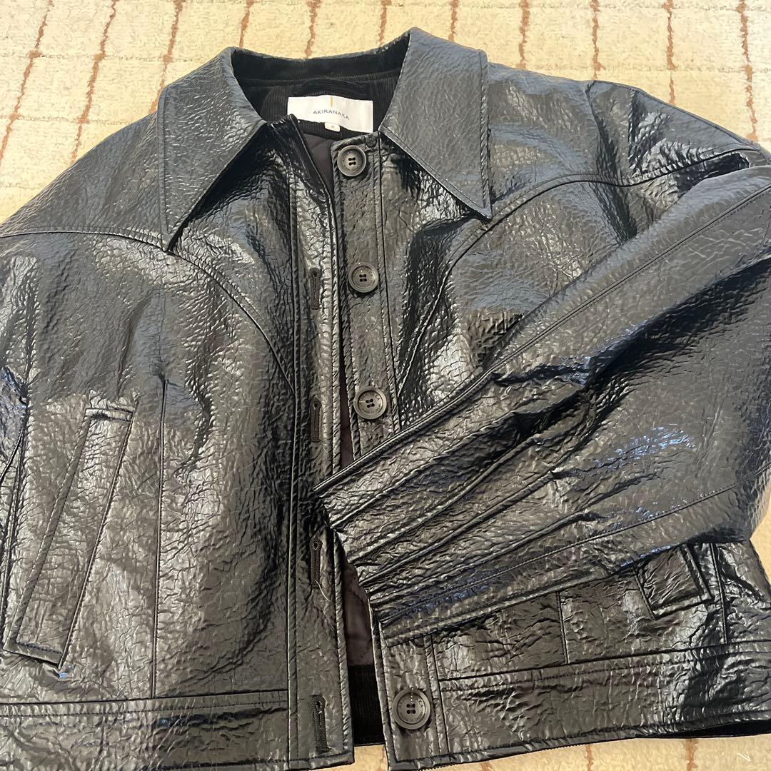 a*i様 黒いレザージャケット オーバーサイズ クロップド丈