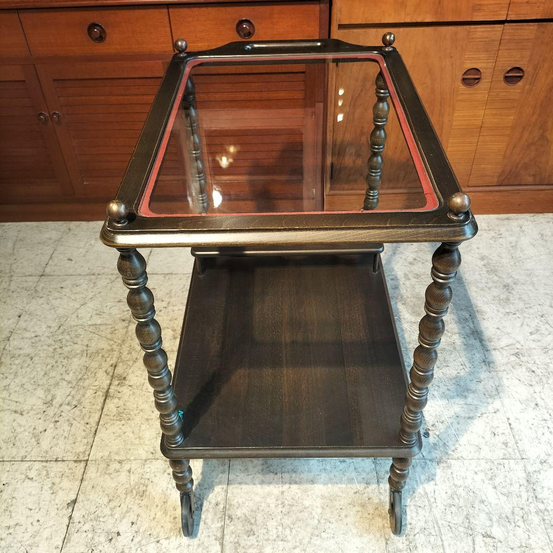 M♦希少 送料込 Najico社製　ヴィンテージ キャスター付きトロリーテーブル