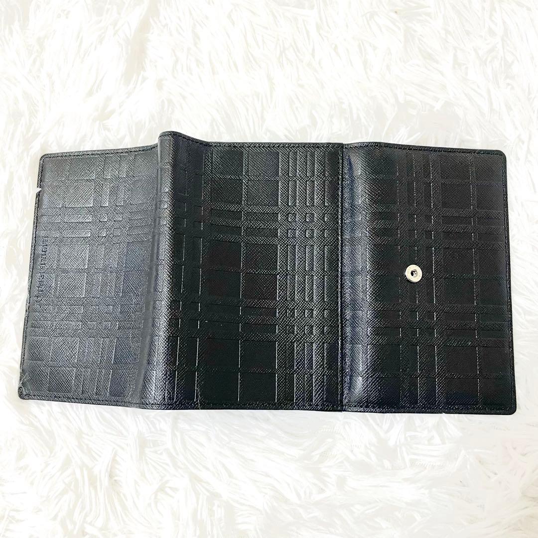 極美品✨ BURBERRY バーバリー チェック柄 型押し 二つ折り 財布