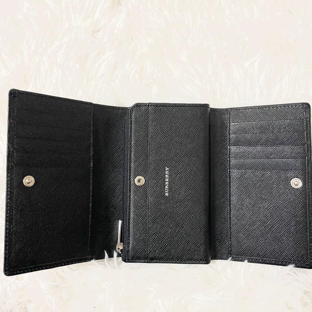 極美品✨ BURBERRY バーバリー チェック柄 型押し 二つ折り 財布