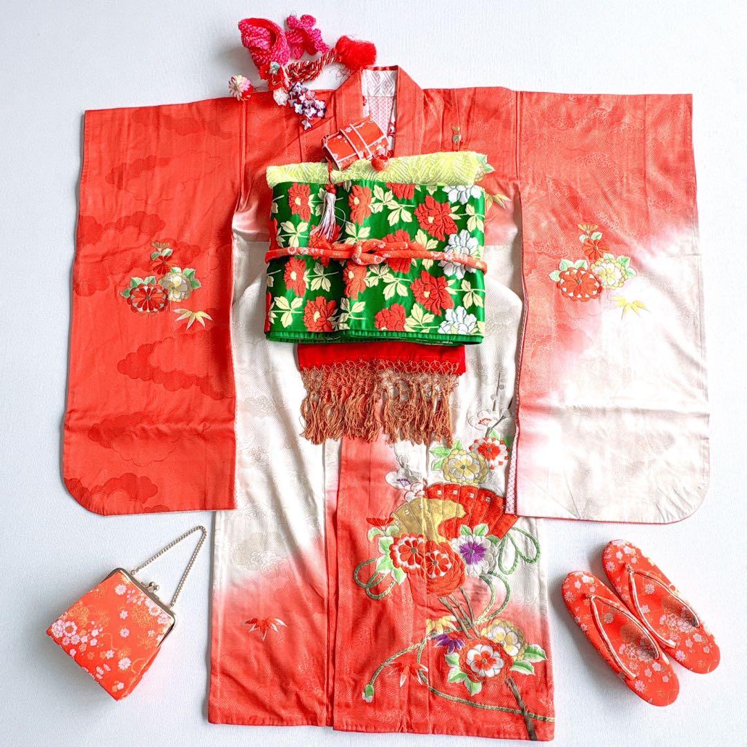 フルセット　七五三７歳女の子　着物　帯　小物　豪華金糸刺繍　51911