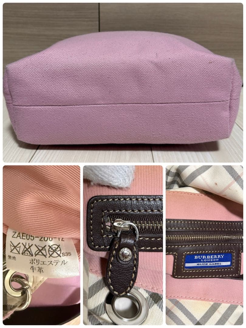 BURBERRY BLUE LABEL 2way トートバッグ ピンク チェック