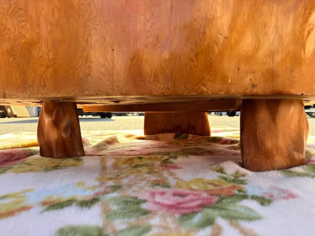 【希少】 屋久杉　センターテーブル　天然瘤　極上杢目　ガラス天板　厚さ30cm超