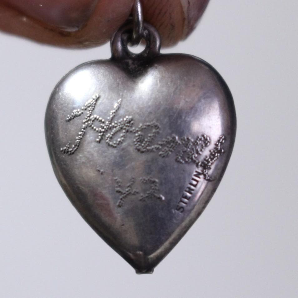 40s　スウィートハートジュエリー　WW2　シルバー　チャーム　二輪　勿忘草