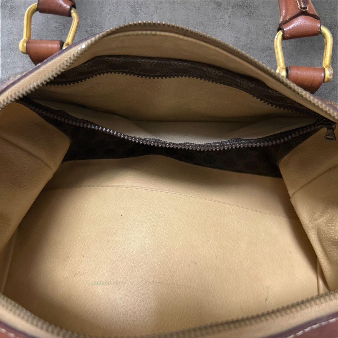 C396/CELINE セリーヌ ミニボストン ブラウン レザー マカダム柄