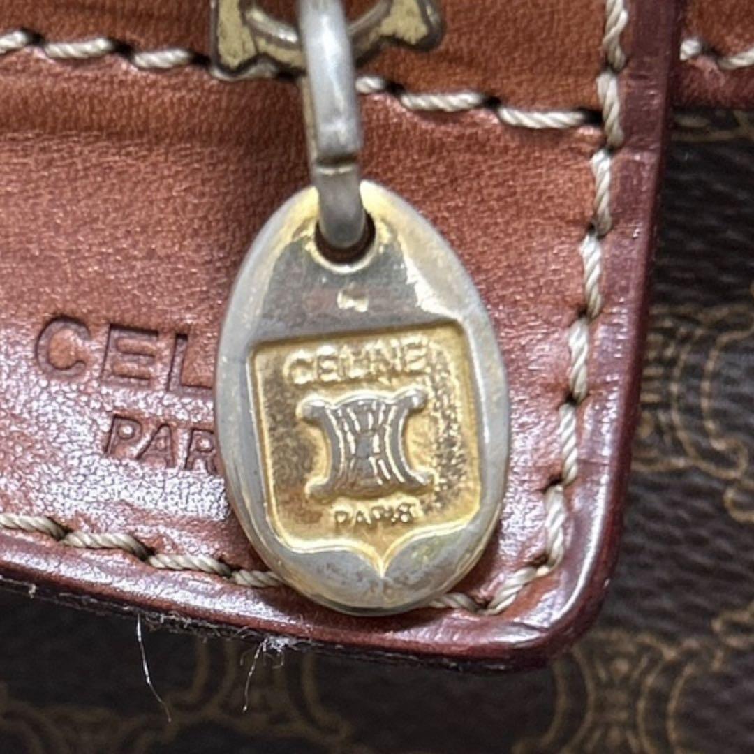 C396/CELINE セリーヌ ミニボストン ブラウン レザー マカダム柄