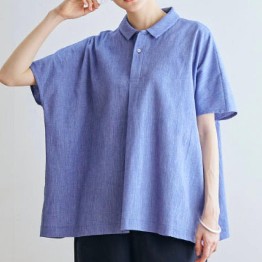 中川政七商店 高島ちぢみ ワイドシャツ 青