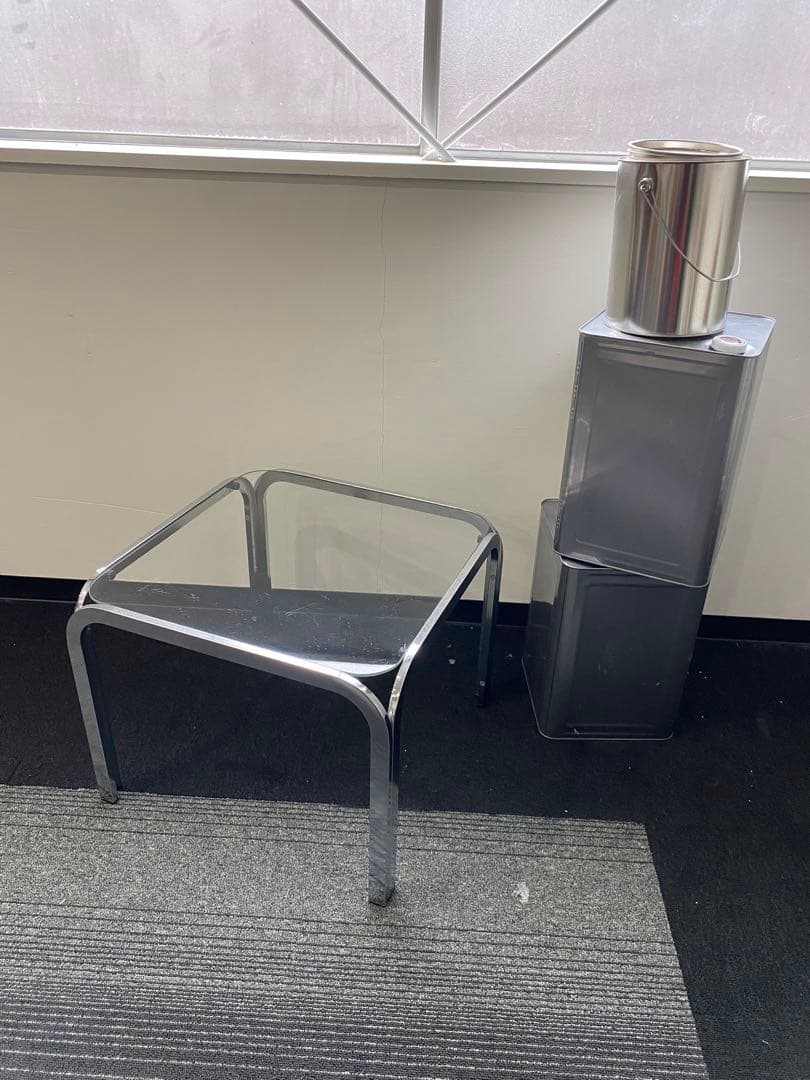 スペースエイジ　ガラステーブル　メッキ　ミッドセンチュリー