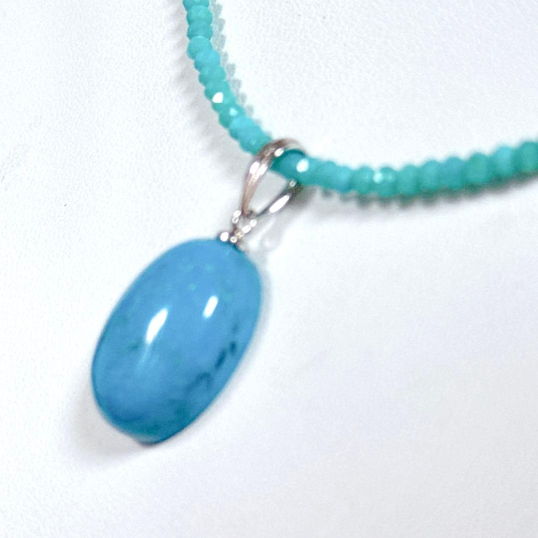 天然ターコイズペンダントターコイズネックレスNO25-2162