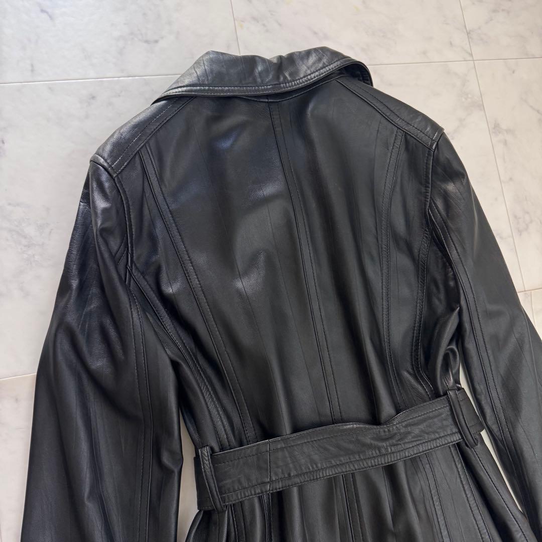 希少　BELLUCCI ゴートレザー　ステンカラーコート　M 黒　ベルト付