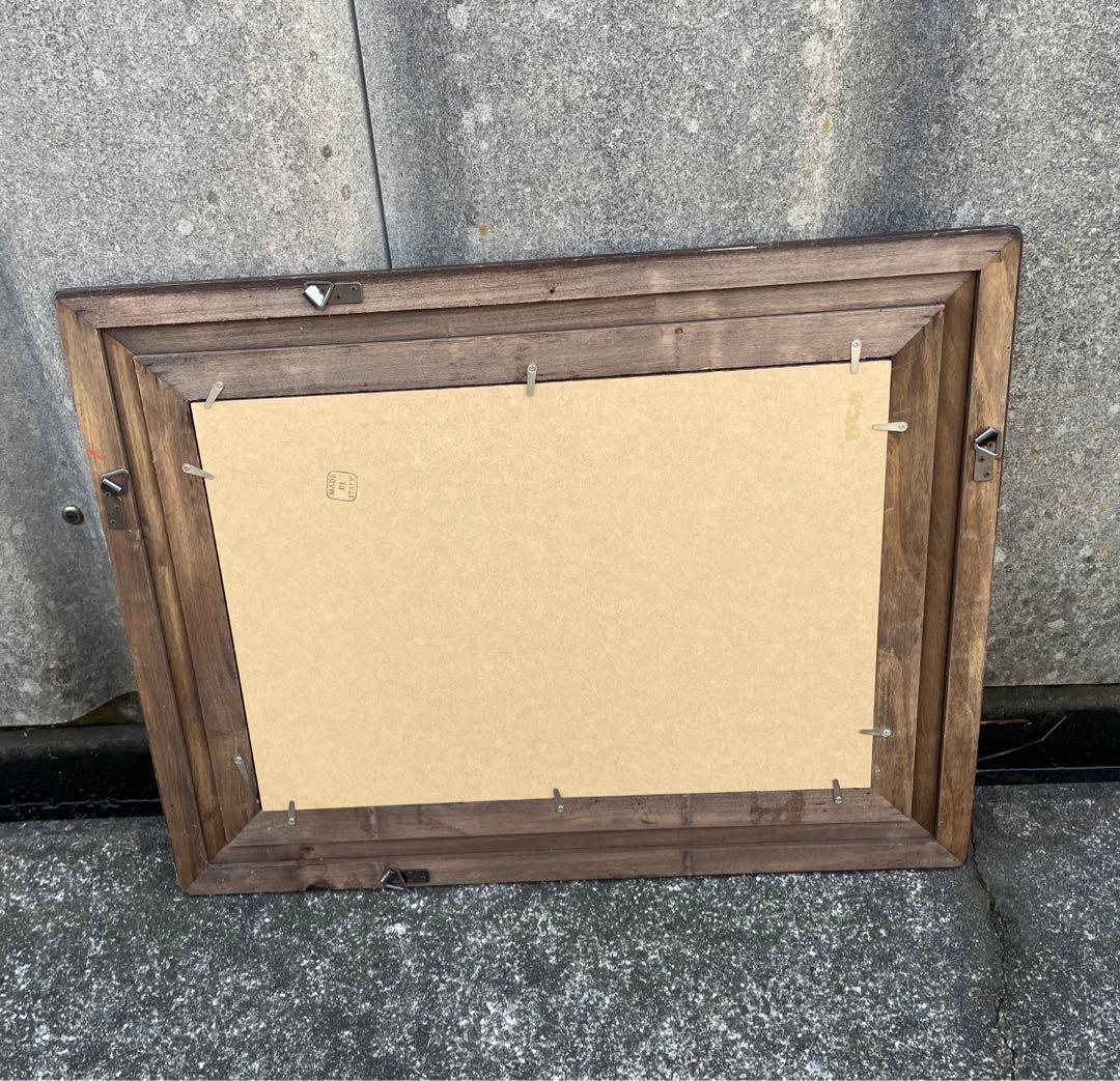 ビンテージ/イタリア製/木製/ミラー/壁掛けミラー/ウォールミラー/鏡/什器/②