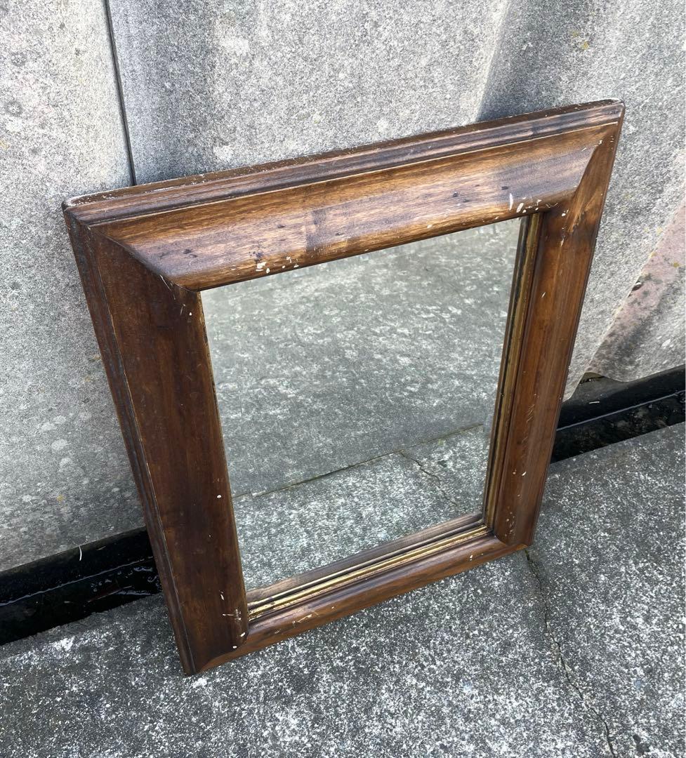 ビンテージ/イタリア製/木製/ミラー/壁掛けミラー/ウォールミラー/鏡/什器/②