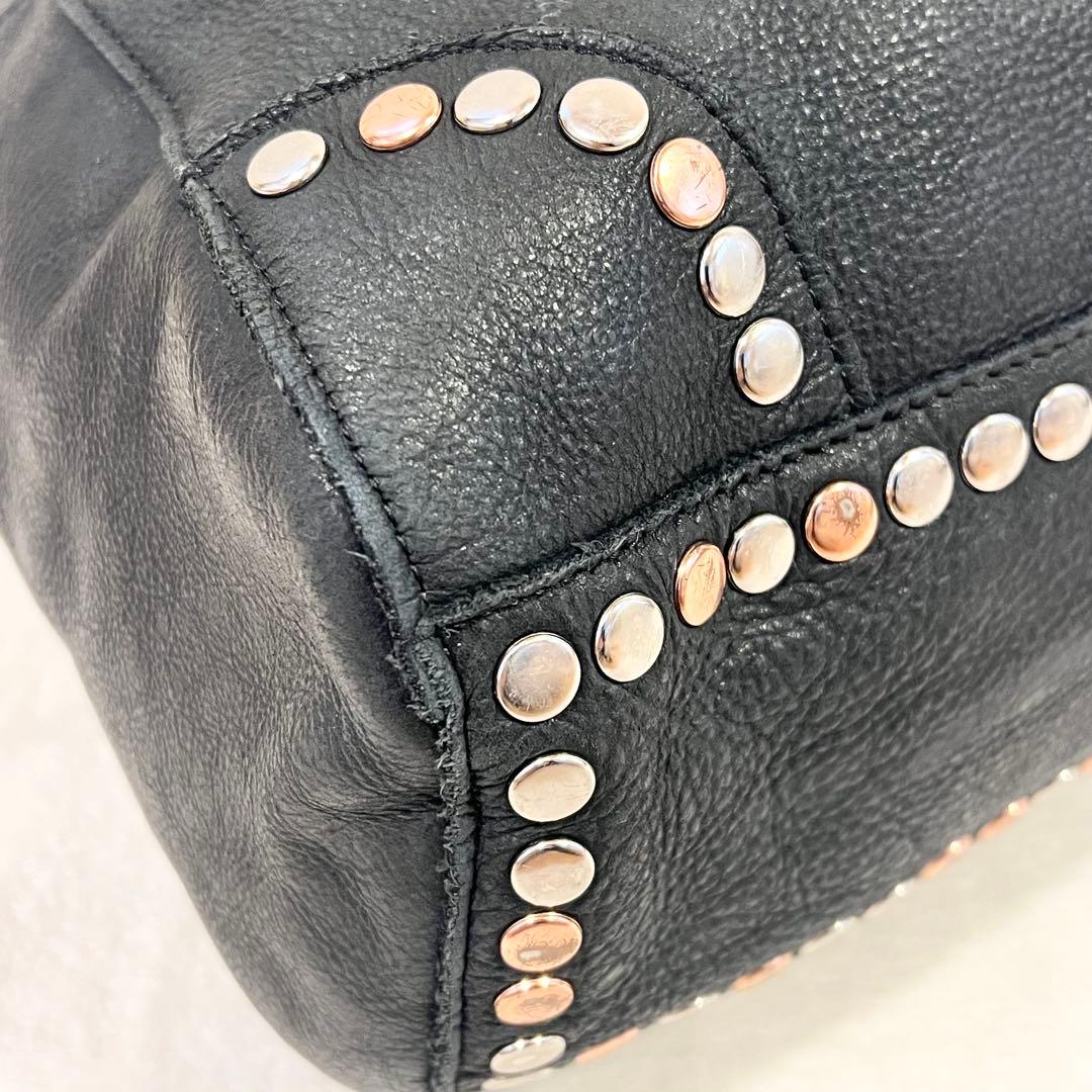 【極希少】TRES トレ レザー トートバッグ スタッズ A4 ブラック y2k