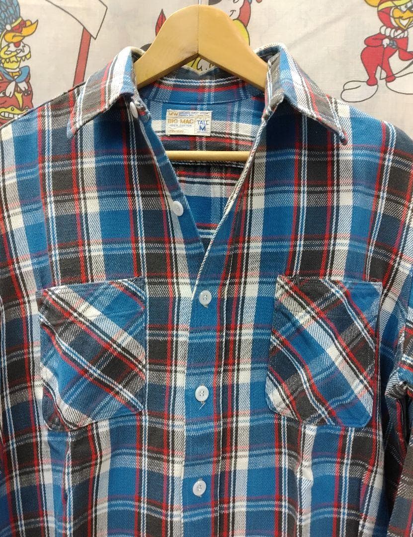 70s★VTG BIGMAC/JCペニーネルシャツ コットン100%USA /M