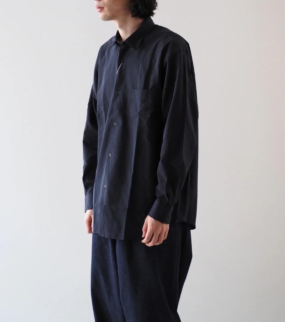 美品 comoli レギュラーカラー ドレスシャツ コモリシャツ ネイビー 3