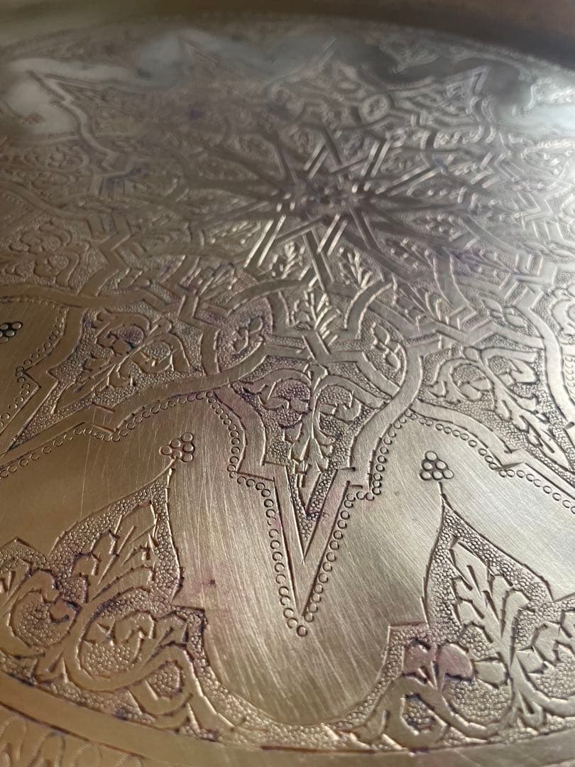 モロッコ製 ヴィンテージ 真鍮 トレイ テーブル 大皿 ゴールド プレート