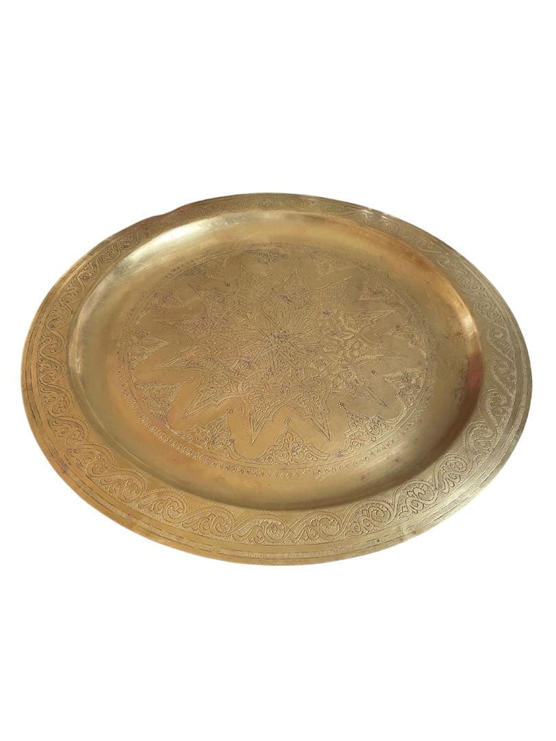 モロッコ製 ヴィンテージ 真鍮 トレイ テーブル 大皿 ゴールド プレート