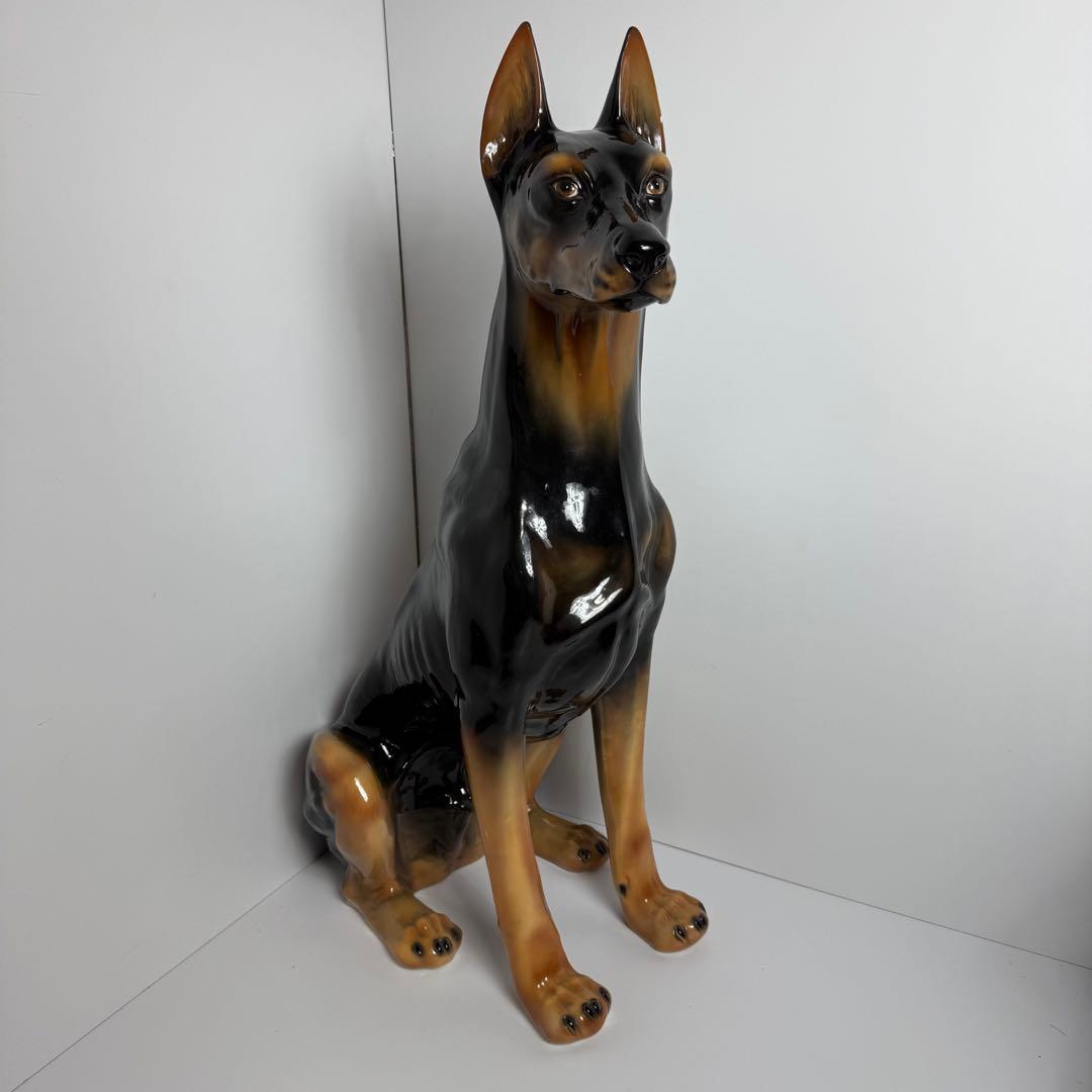 大型　ドーベルマン オブジェ　 置物 犬 陶器　ビンテージ　成犬