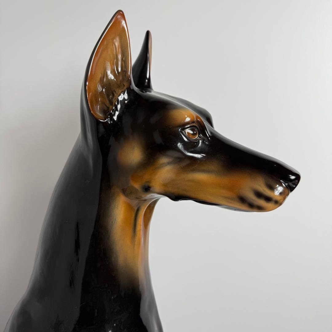 大型　ドーベルマン オブジェ　 置物 犬 陶器　ビンテージ　成犬