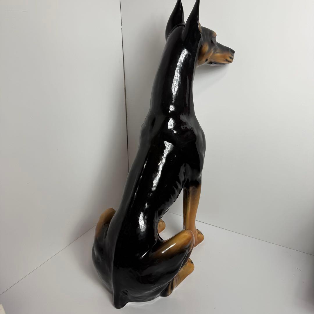 大型　ドーベルマン オブジェ　 置物 犬 陶器　ビンテージ　成犬