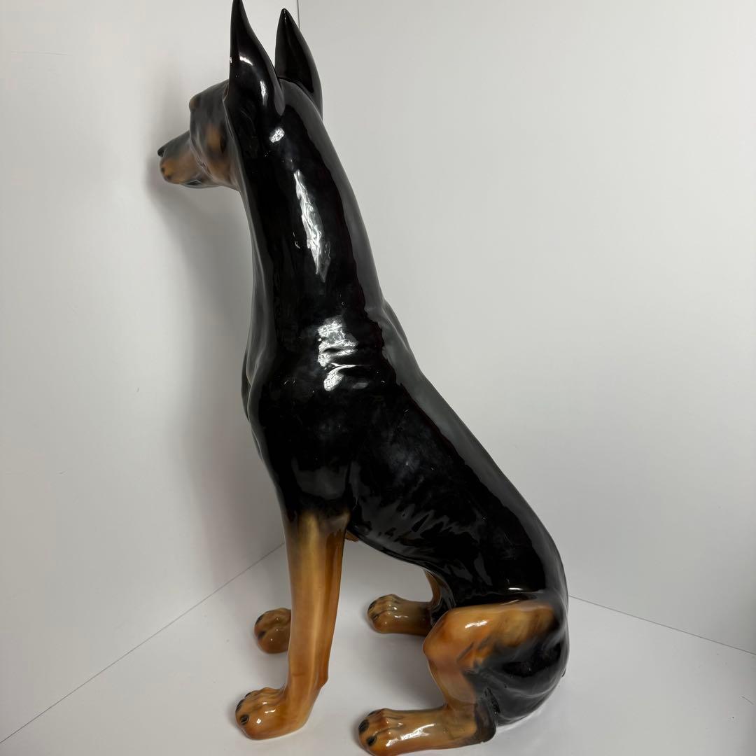 大型　ドーベルマン オブジェ　 置物 犬 陶器　ビンテージ　成犬