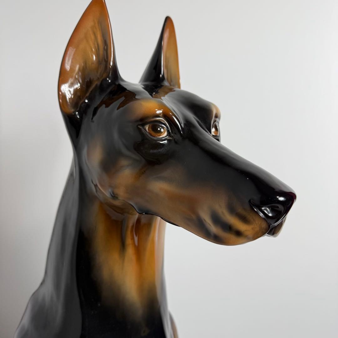 大型　ドーベルマン オブジェ　 置物 犬 陶器　ビンテージ　成犬
