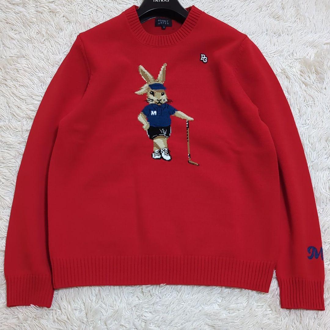 美品 XL 限定モデル 23SS パーリーゲイツ 上田桃子プロ着用 ニット 赤