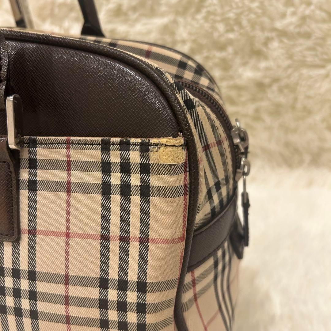 バーバリー　ハンドバッグ　ノバチェック　ミニボストン　ノバチェック　レザー