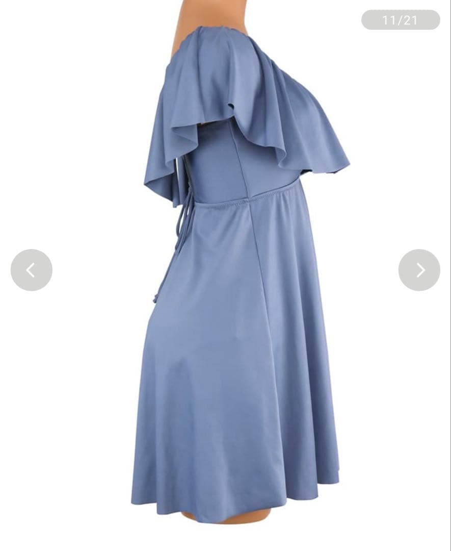 【美品】三愛リゾート　片方肩出しフリル　ワンピース水着（11EF-M〜L）