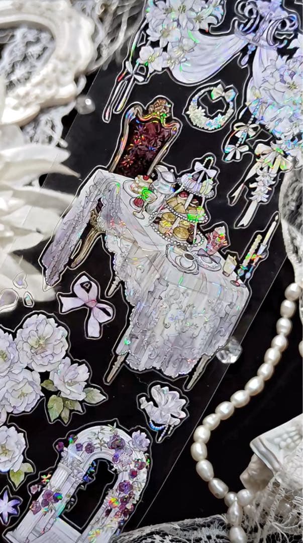 【9476】海外　5m巻　貝殻光カッティングマスキングテープ　お茶会　装飾系