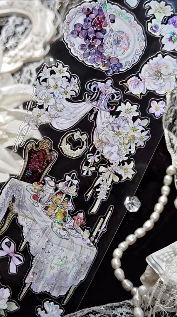 【9476】海外　5m巻　貝殻光カッティングマスキングテープ　お茶会　装飾系