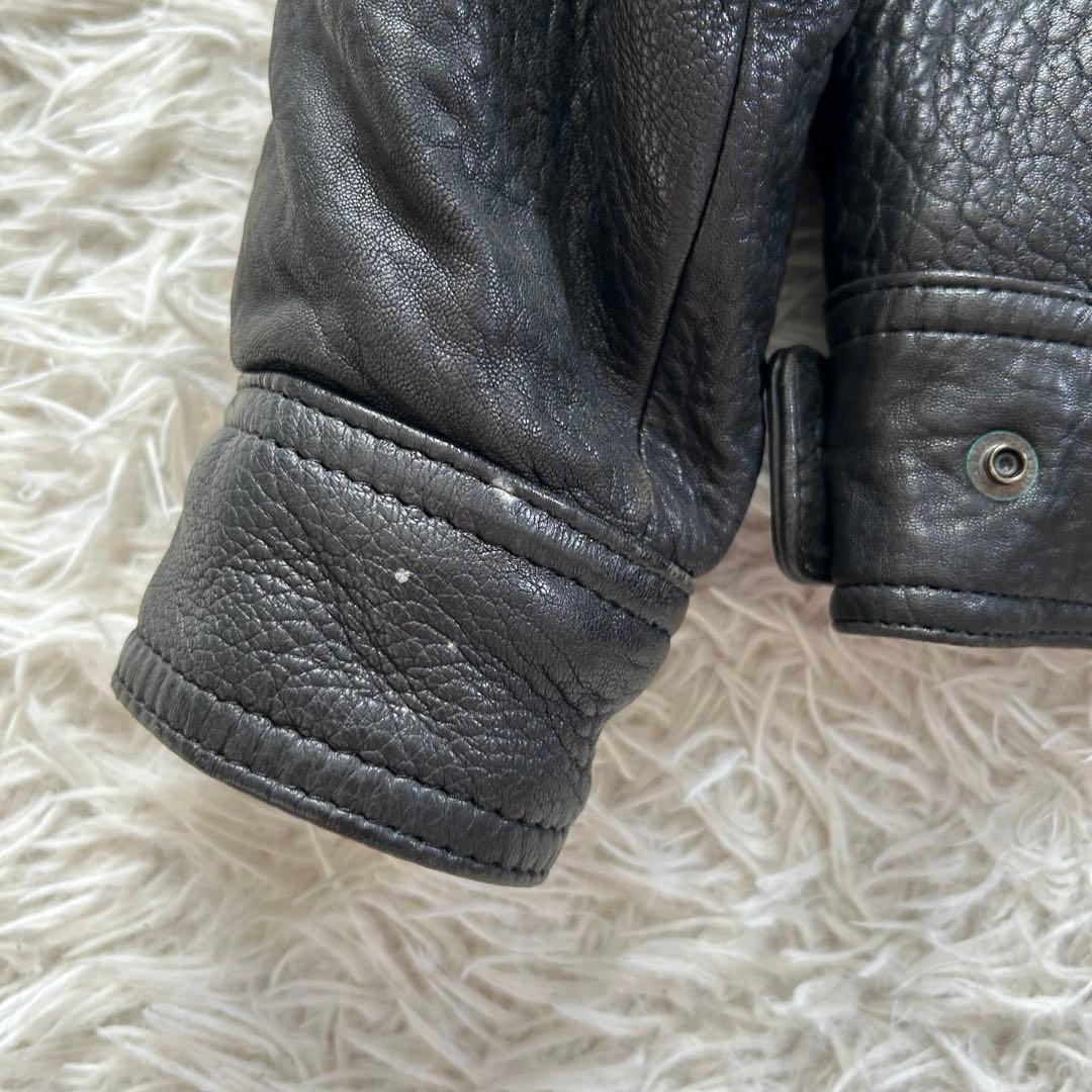 90s ixi:z レザージャケット ブルゾン シワ加工 短丈 羊革 中綿 L