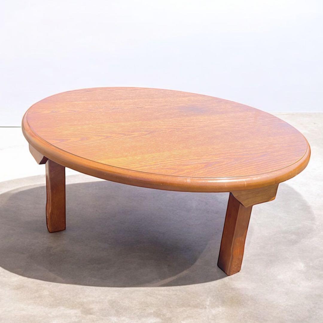 HR588 円卓　ちゃぶ台　テーブル 折りたたみ脚 木製 座卓 丸90cm