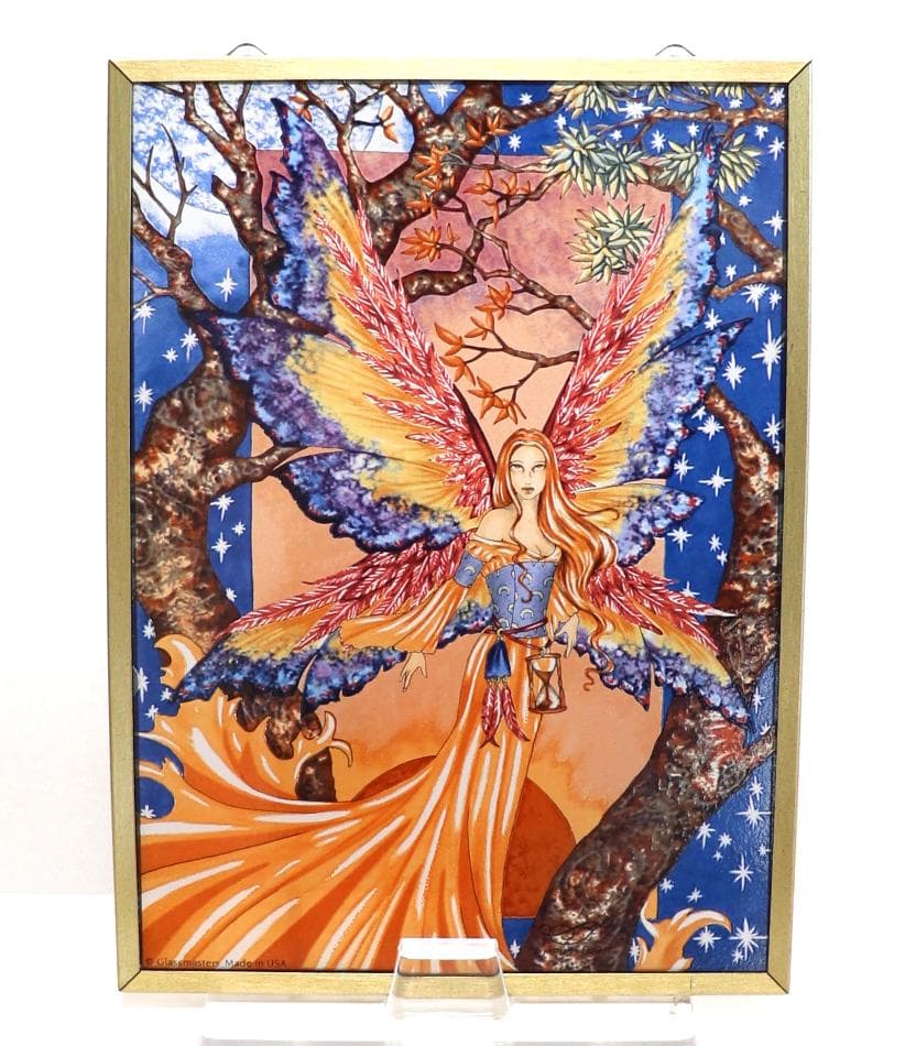 新品 エイミー・ブラウン 砂時計を持った妖精 ヴィンテージステンドグラス時は飛ぶ