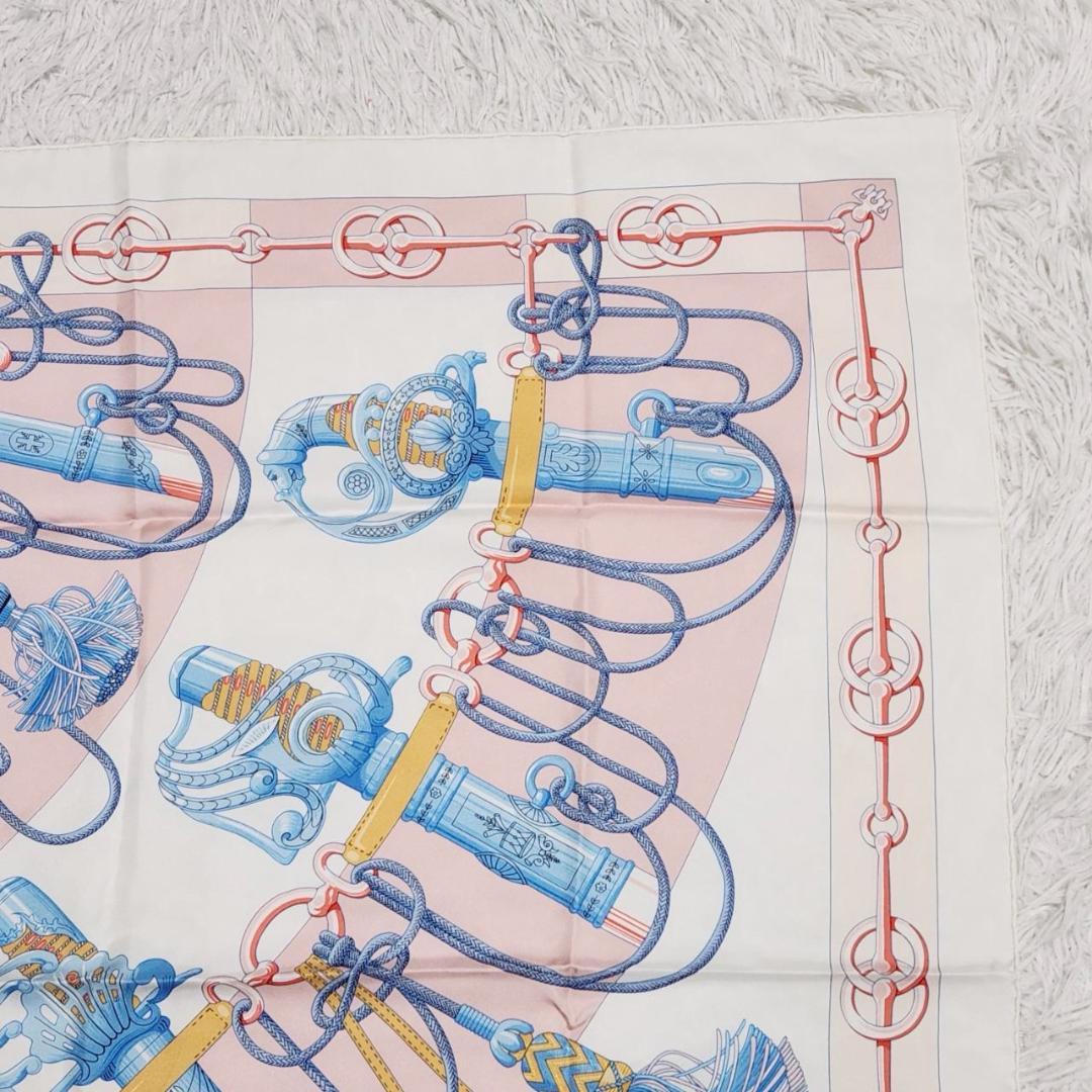 エルメス カレ90《クリケティス》大判スカーフ 近年タグ 馬具柄 シルク 美品