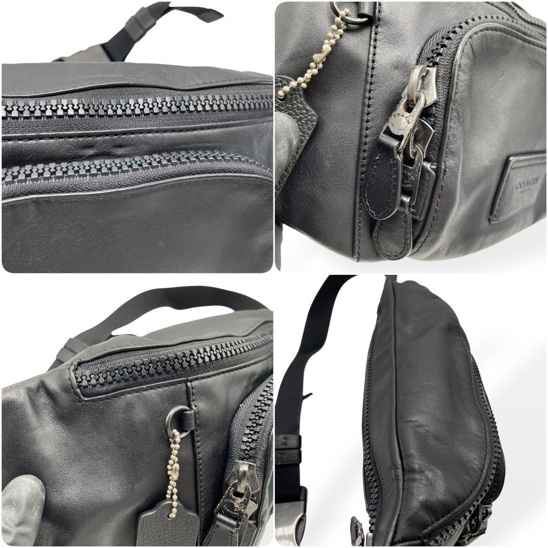 極美品　COACH コーチ　オールレザー　ウエストバッグ　ボディバッグ　黒