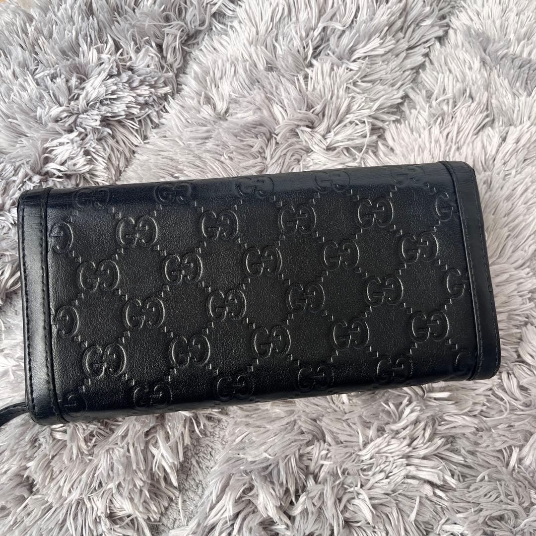 美品✨GUCCI シマ　インターロッキング　L字ファスナー　ブラック　長財布